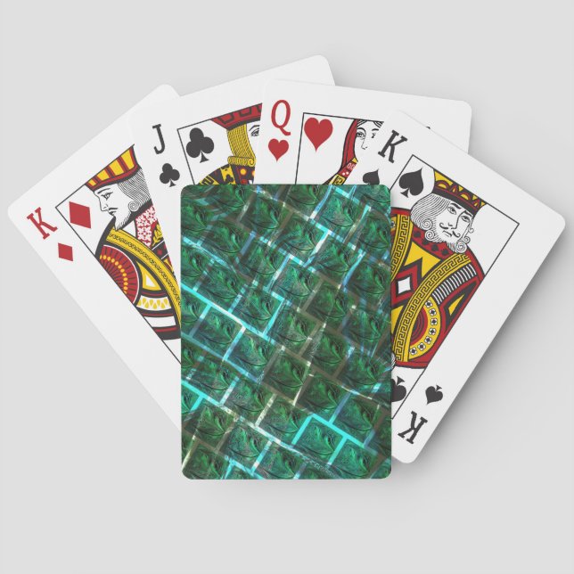 "Grönskuren öga, repor och blåskärning Casinokort (Baksidan)