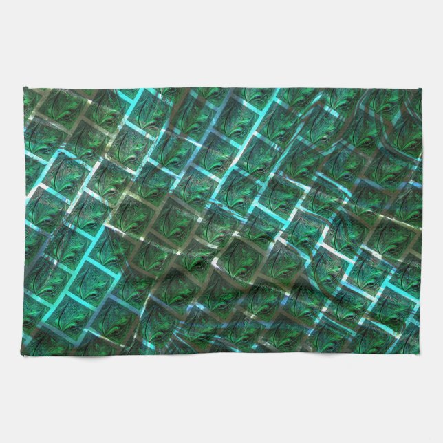 "Grönskuren öga, repor och blåskärning Kökshandduk (Horisontell)