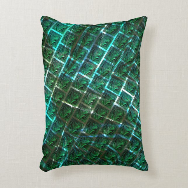 "Grönskuren öga, repor och blåskärning Prydnadskudde (Framsidan(Vertikal))