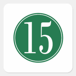 Grönt #15 cirklar fyrkantigt klistermärke
