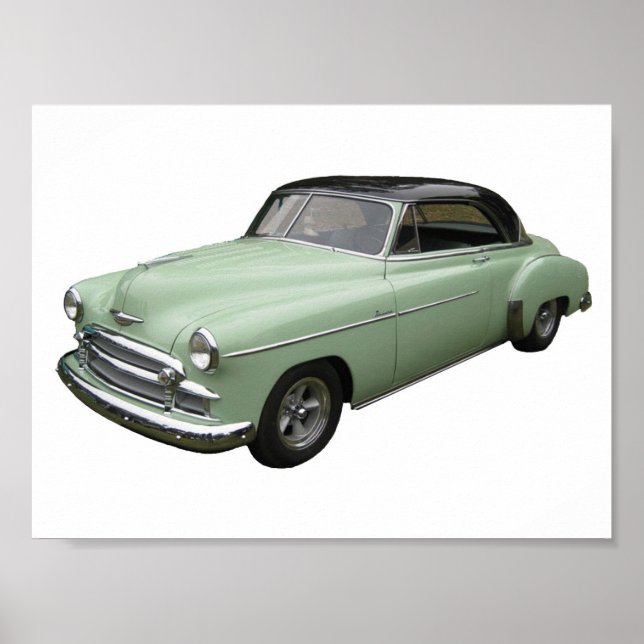 Grönt 1950 Chevrolet coupe poster. Poster (Framsidan)