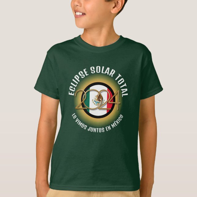 Grönt 2024 SOLAR ECLIPSE Mexico Kids TOTALT T Shirt (Framsida)