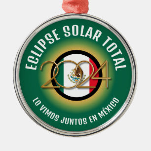 Grönt 2024 TOTAL SOLAR ECLIPSE Mexiko Julgransprydnad Metall