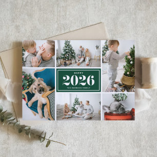 Grönt 2025 Gott nytt år Photo Collage Helgkort