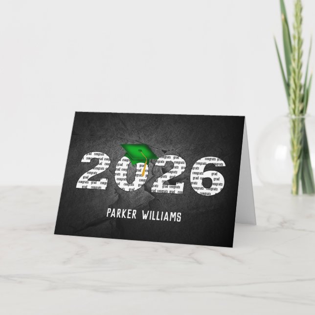 Grönt 2025 Studentmössa om Svarta Sten Kort (Framsida)