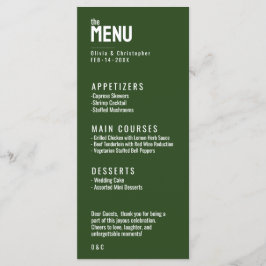 Grönt 2-sidig MENU + DRINKS-minimalistisk fetstil Meny