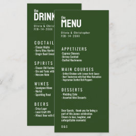 Grönt 2-sidig MENU + DRINKS-minimalistisk fetstil Meny