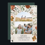 Grönt 3-fotobotanisk elegant Rustic Arch Julkort<br><div class="desc">Svart,  naturlig,  sage grönt och teracotta blommigt botaniskt elegant fack för flera 3-foto-God jul helgdag-kort.</div>