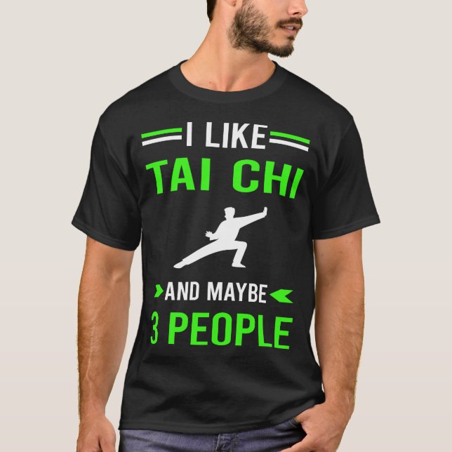 Grönt 3 People Tai Chi T Shirt (Framsida)