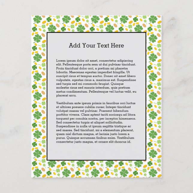 GRÖNT 4 LÖV KLÖVER ST PATRICKS DAY MYNT FLYGBLAD (Framsidan)