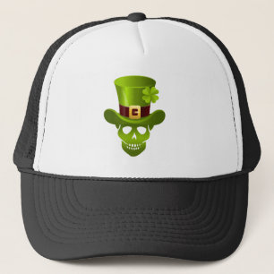 Grönt 4 Löv Shamrock Skull och Grönt Hat Truckerkeps