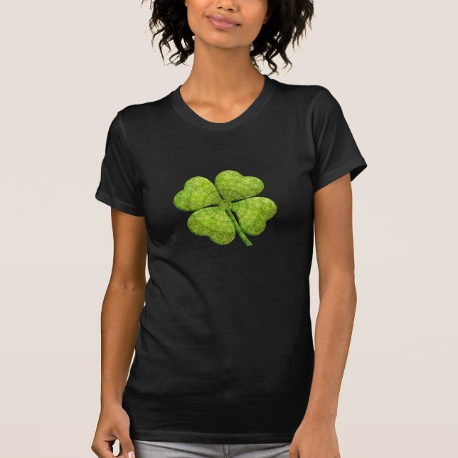 Grönt 4 Löv Shamrock T-shirt (Framsida)