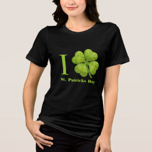 Grönt 4 Löv Shamrock T-shirt I Triblend-tyg