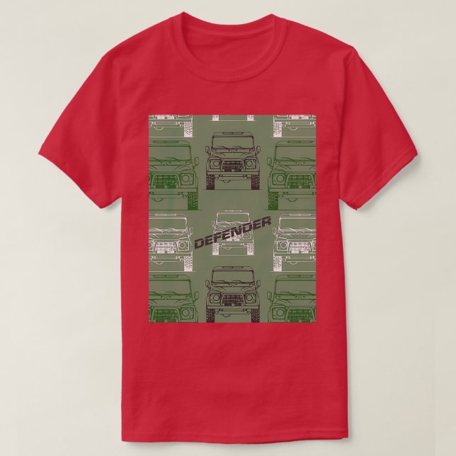 Grönt 4x4 Ansikte Upprepande Mönster T Shirt (Design framsida)