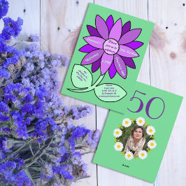 Grönt 50:e födelsedag Enkel Lila Solros Inbjudningar