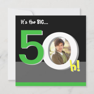 Grönt 50th Big 5-Oh! Födelsedagsfesten Fotomall Inbjudningar