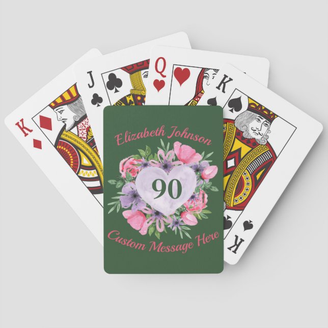 Grönt 90:e födelsedagskort Personlig Casinokort (Baksidan)