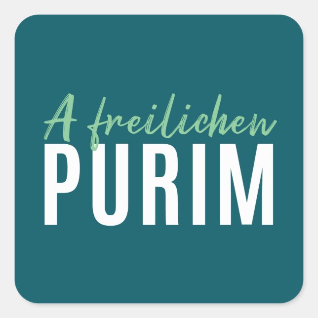 Grönt A Freilichen Purim Fyrkantigt Klistermärke (Framsida)