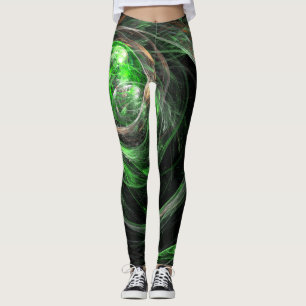 Grönt Abstrakt Art för värld runt Leggings