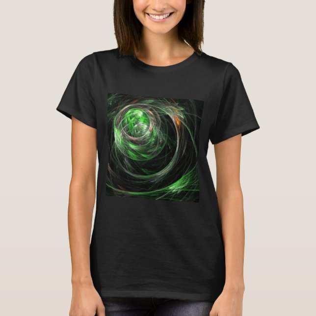 Grönt Abstrakt Art för värld runt Tee Shirt (Framsida)