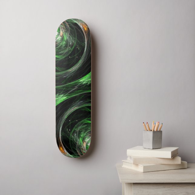 Grönt Abstrakt Art Skateboard för värld runt (Väggkonst)
