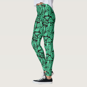 Grönt, abstrakt, återgivning leggings