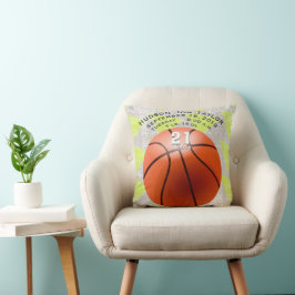 Grönt Abstrakt Basketball Boys Birth Record Kudde