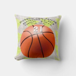 Grönt Abstrakt Basketball Boys Birth Record Kudde