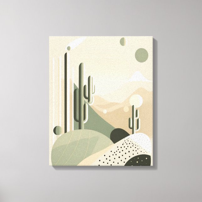 Grönt Abstrakt Boho ökenlandskap Canvastryck (Framsida)