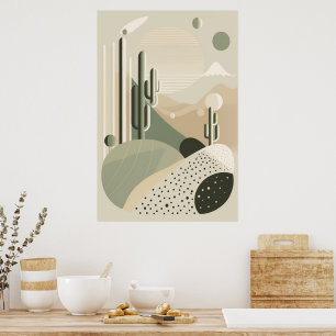 Grönt Abstrakt Boho ökenlandskap Poster