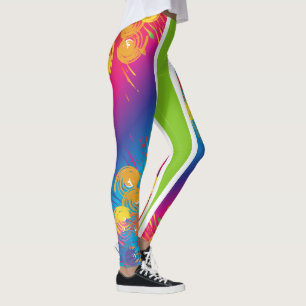 Grönt/Abstrakt Färgfläckar Leggings