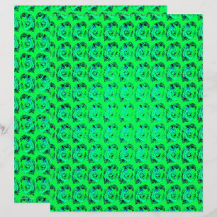 Grönt Abstrakt Rosor Scrapbookpapper 2-Sidig Sida