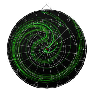 Grönt Abstrakt Spiral Fractal på Black Dart Board Piltavla