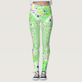 Grönt Abstrakt Spiral Leggings