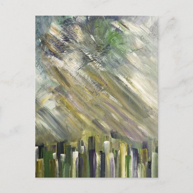 Grönt Abstrakt Urban City Fine Art Cards Vykort (Framsida)