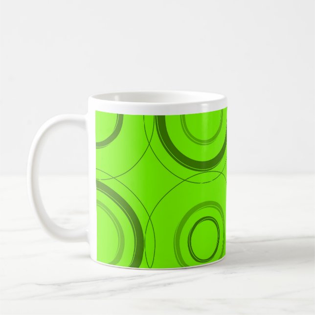 Grönt, Abstrakten Begränsa Retro Art Mugg (Vänster)