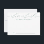 Grönt Advice for Newlyweds KeepsakCard Rådkort<br><div class="desc">Dessa vackert designade kort är ett unikt sätt för gästerna i bröllop att sina hjärtliga råd och önskemål med bruden och brudgummen. De här korten är idealiska för att du har en personlig kontakt på din speciella dag. De ger ett omhuldat kök för lycklig-paret. Perfekt för bröllopsreceptioner, möhippor och förlovningsfester....</div>