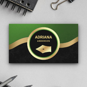 Grönt advokat Attorney Guld Pen Nib Notary Visitkort