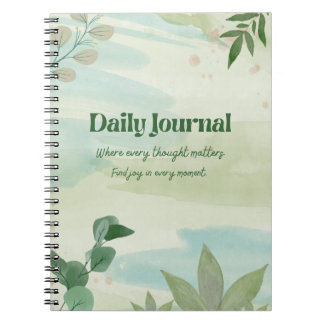 Grönt Aesthetic Daily Journal - Motivational & Sty Anteckningsbok