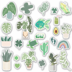 Grönt Aesthetic Pack-etikett Klistermärken
