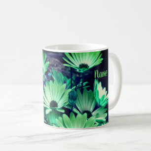 Grönt African Daisy Blommigt Art Personlig Kaffemugg