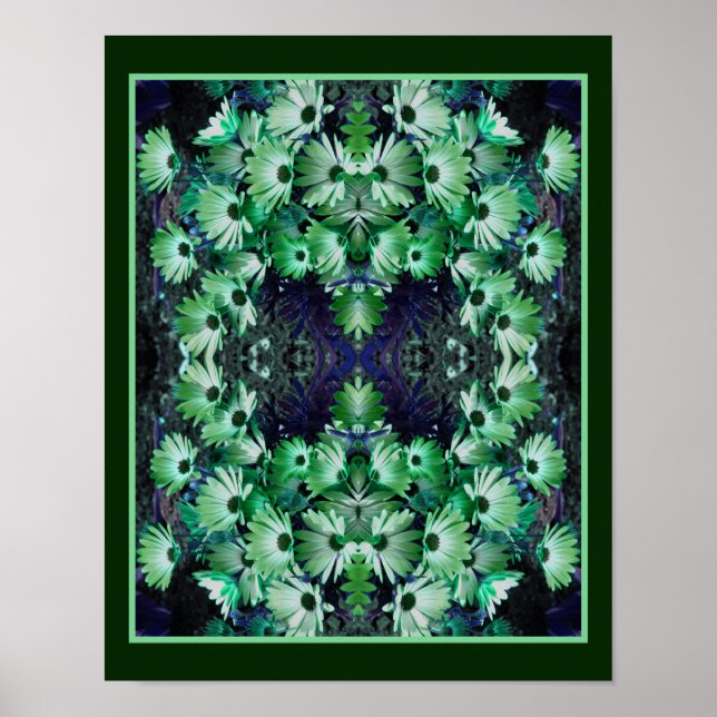 Grönt African Daisy Flowers Abstrakt Poster (Framsidan)