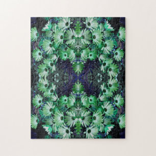 Grönt African Daisy Flowers Abstrakt Pussel