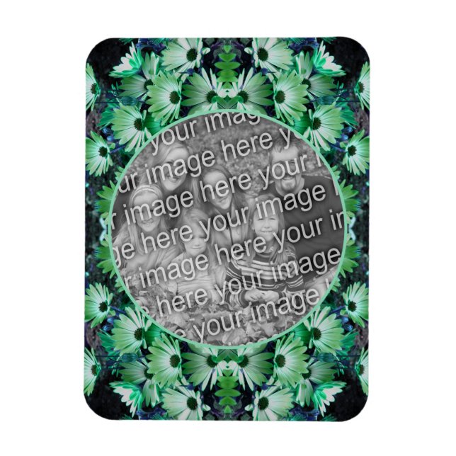 Grönt African Daisy Flowers Ram Lägg till ditt fot Magnet (Vertikal)