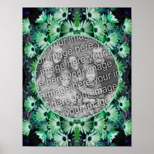 Grönt African Daisy Flowers Ram Lägg till ditt fot Poster