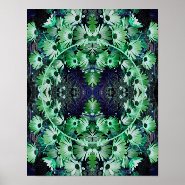 Grönt African Daisy Flowers Ram Lägg till ditt fot Poster (Framsidan)