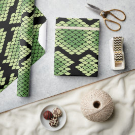 Grönt African Wildlife Snake Animal Print Mönster Presentpapper