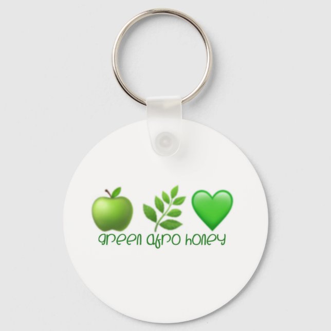 Grönt Afro Honung Keychain Nyckelring (Framsida)