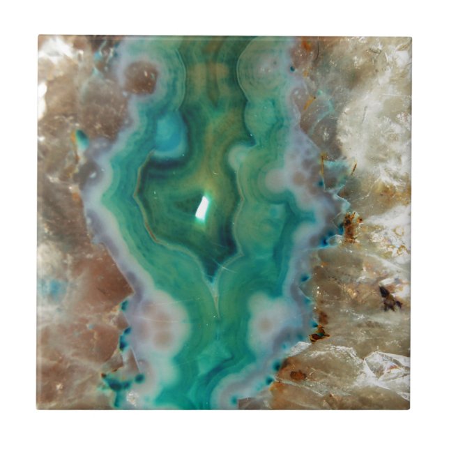Grönt Agate Geode Kakelplatta (Framsidan)
