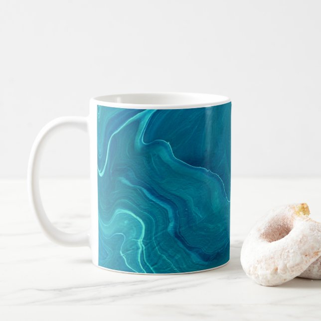 Grönt Agate Marble Abstraction Kaffemugg (Med munk)